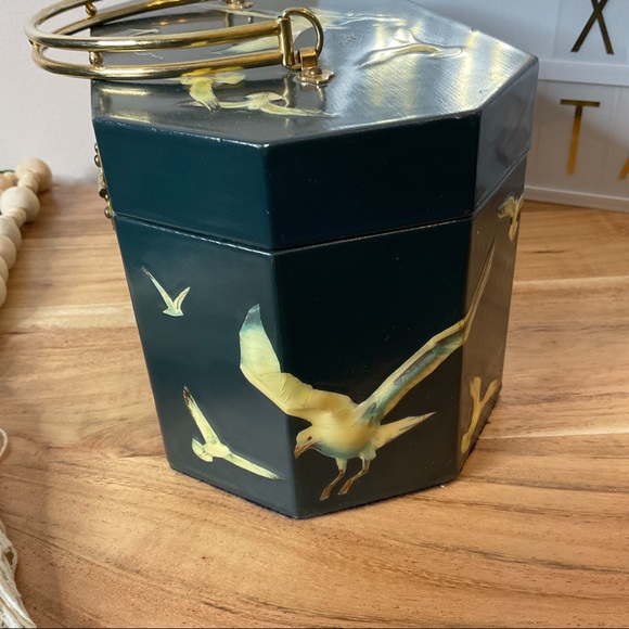 Vintage Annie Laurie Originals Palm Box Bag 3D Bird Decoupage Handbag 1950s Rare - Picture 6 of 13